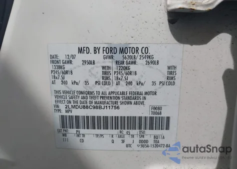2008 Lincoln Mkx from USA, damaged, VIN 2LMDU88C98BJ11756
